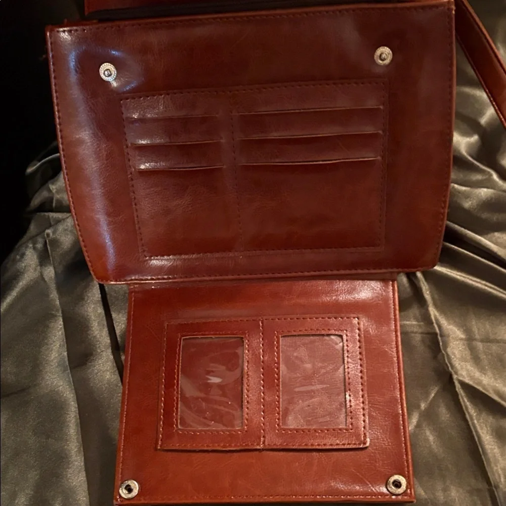 Vintage Brown Leather Crossbody Satchel - Women giving off a RL vibe